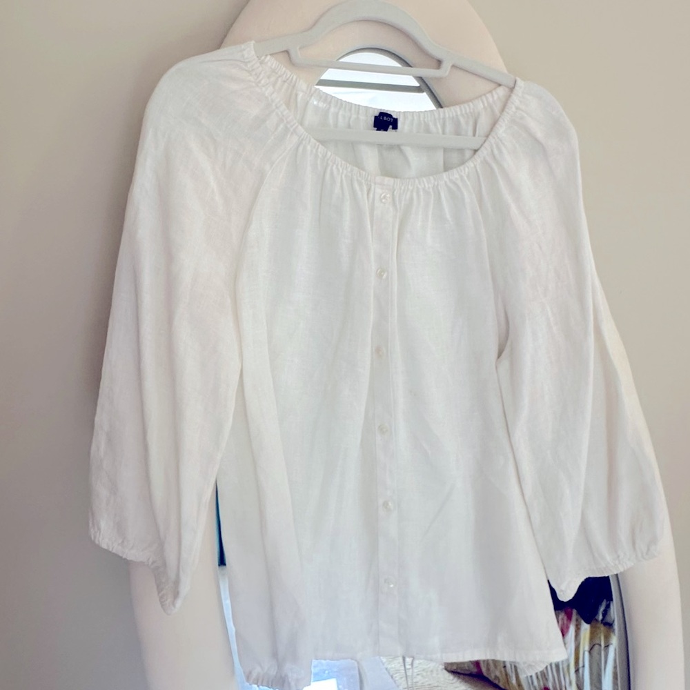 Off Shoulder Talbots Linen Blouse